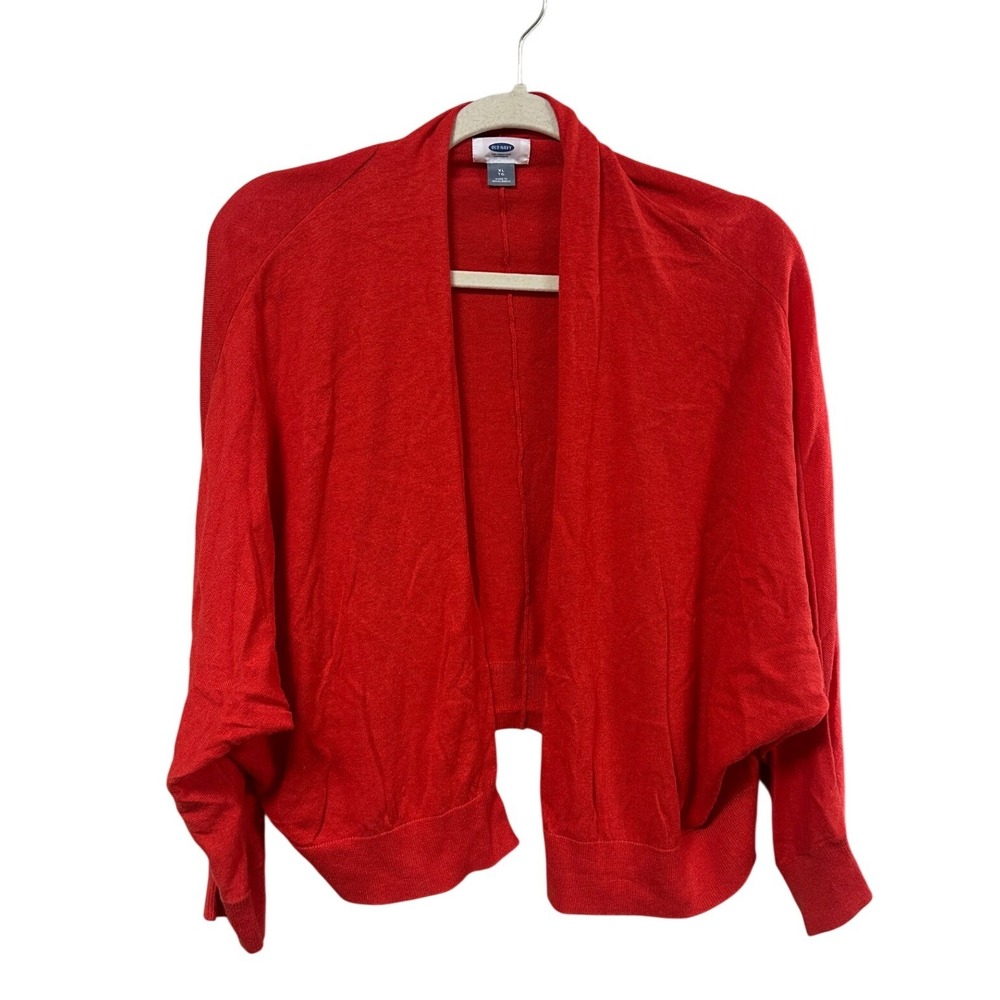 Old Navy Womens XL Red Cropped Dolman Open Front Cardigan Sweater 207489-03